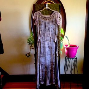 Elegant Beige, Champagne, Gold Velour and Rayon Dress